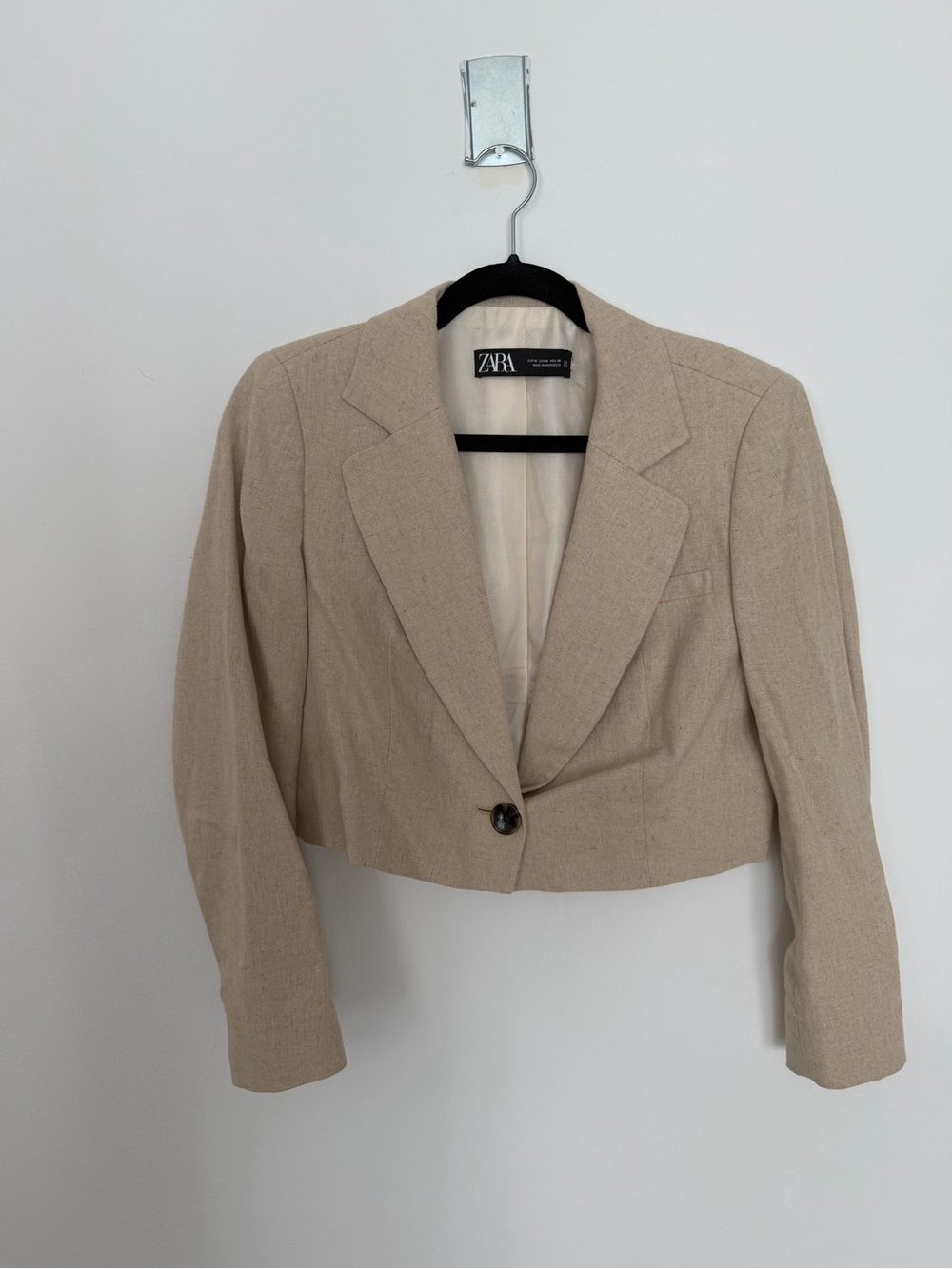 ZARA Cropped Beige Single-Button Blazer